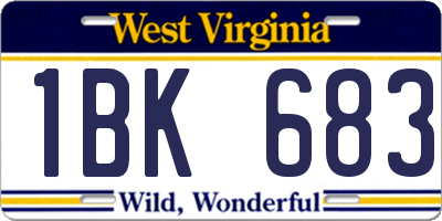 WV license plate 1BK683