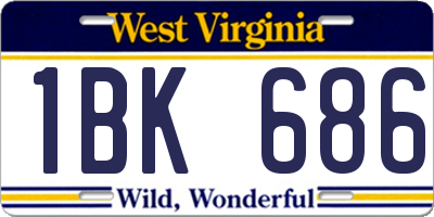 WV license plate 1BK686