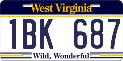 WV license plate 1BK687