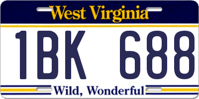 WV license plate 1BK688