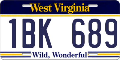 WV license plate 1BK689