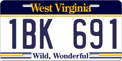 WV license plate 1BK691