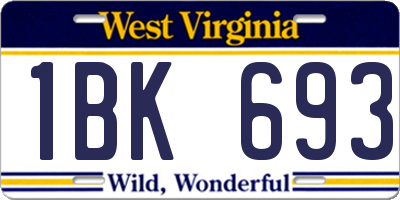 WV license plate 1BK693