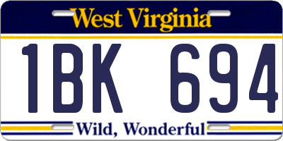 WV license plate 1BK694