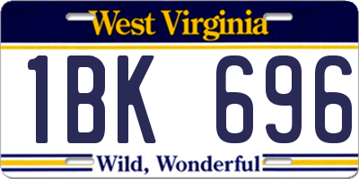 WV license plate 1BK696