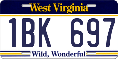 WV license plate 1BK697