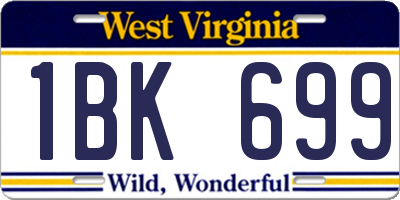 WV license plate 1BK699