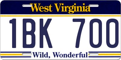 WV license plate 1BK700