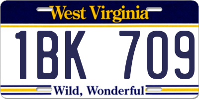 WV license plate 1BK709