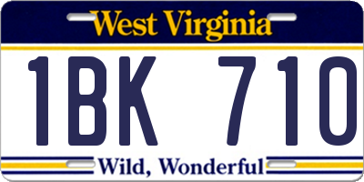WV license plate 1BK710