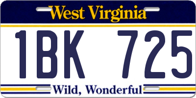 WV license plate 1BK725