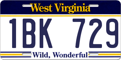 WV license plate 1BK729