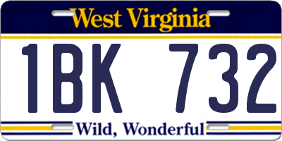 WV license plate 1BK732