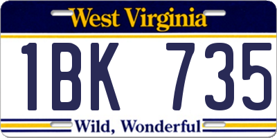 WV license plate 1BK735