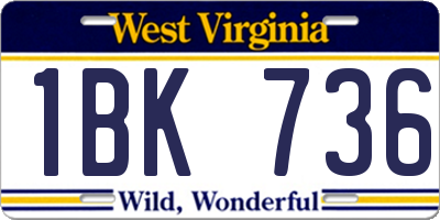 WV license plate 1BK736