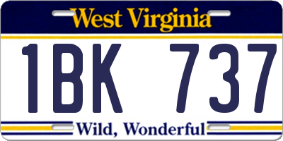 WV license plate 1BK737