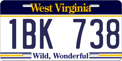 WV license plate 1BK738