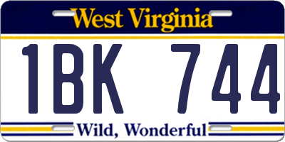 WV license plate 1BK744