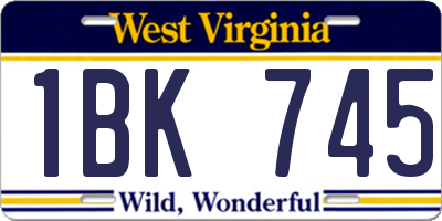 WV license plate 1BK745