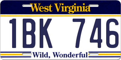 WV license plate 1BK746