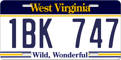 WV license plate 1BK747