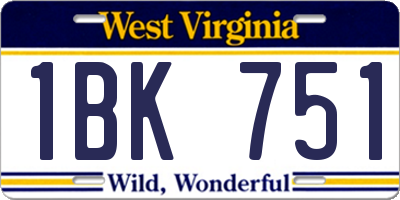 WV license plate 1BK751