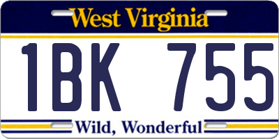 WV license plate 1BK755