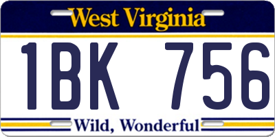 WV license plate 1BK756