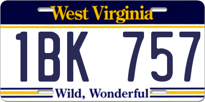 WV license plate 1BK757