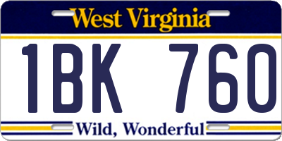 WV license plate 1BK760