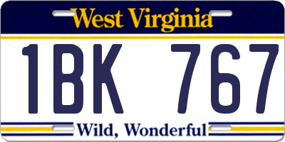 WV license plate 1BK767
