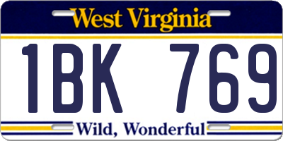 WV license plate 1BK769