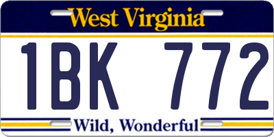 WV license plate 1BK772