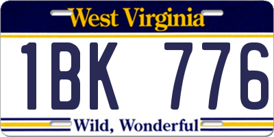 WV license plate 1BK776