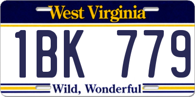 WV license plate 1BK779