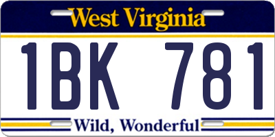 WV license plate 1BK781