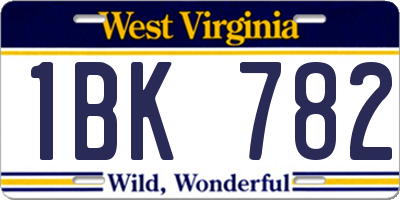 WV license plate 1BK782