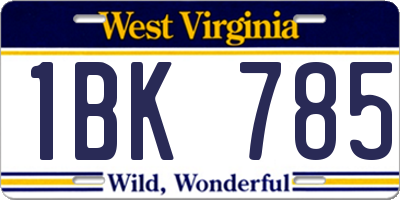 WV license plate 1BK785