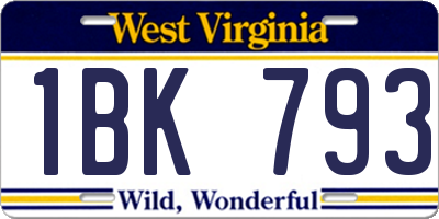 WV license plate 1BK793