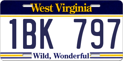 WV license plate 1BK797