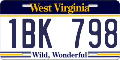 WV license plate 1BK798