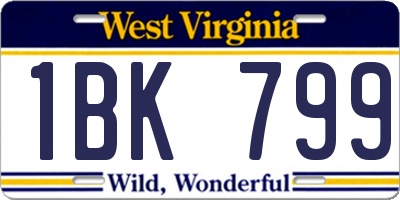 WV license plate 1BK799