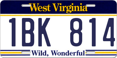WV license plate 1BK814