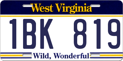 WV license plate 1BK819