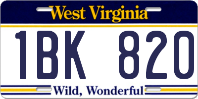 WV license plate 1BK820