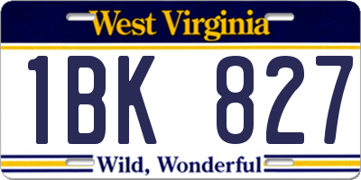 WV license plate 1BK827