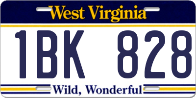 WV license plate 1BK828