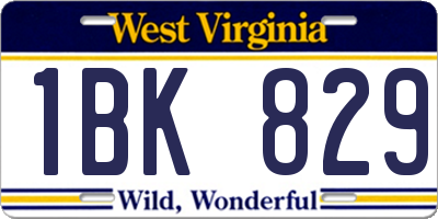 WV license plate 1BK829