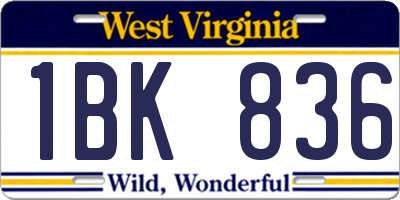WV license plate 1BK836