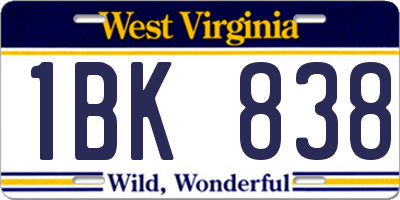 WV license plate 1BK838
